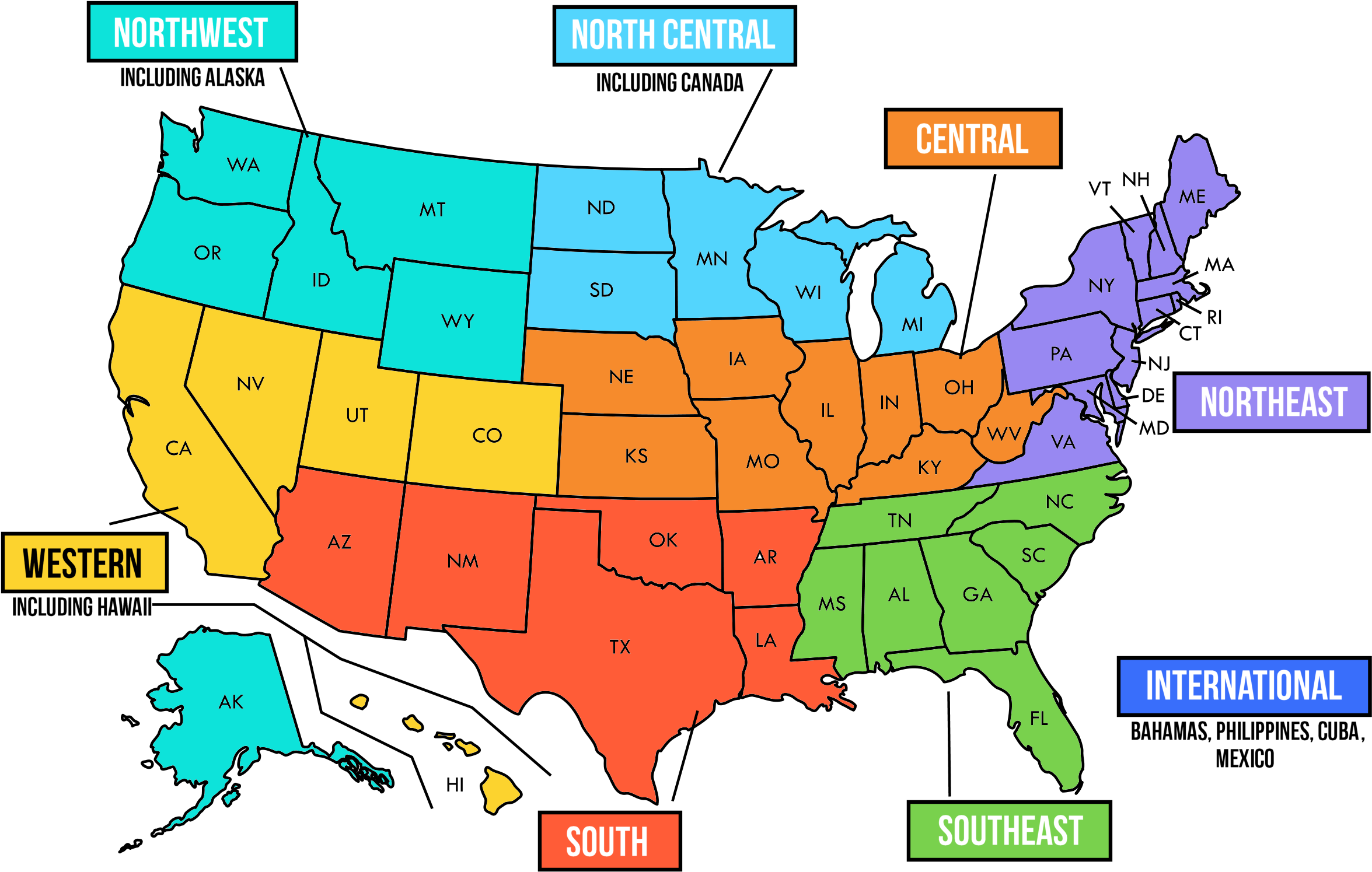 Transparent Map Of America Png Color Coded Map Of United States, Png