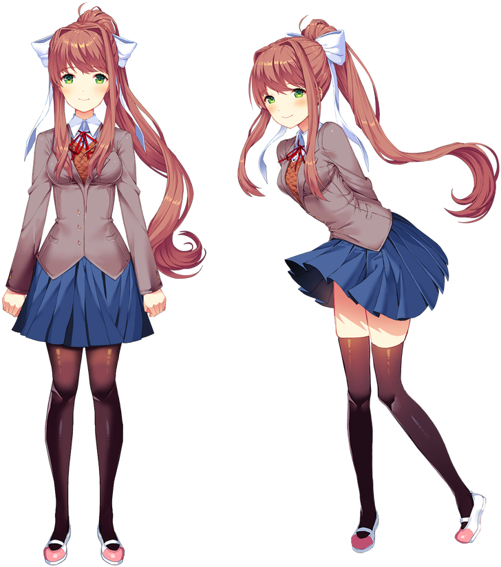 492 Kb Png - Doki Doki Literature Club Monika Sprite, Transparent Png, free  png download