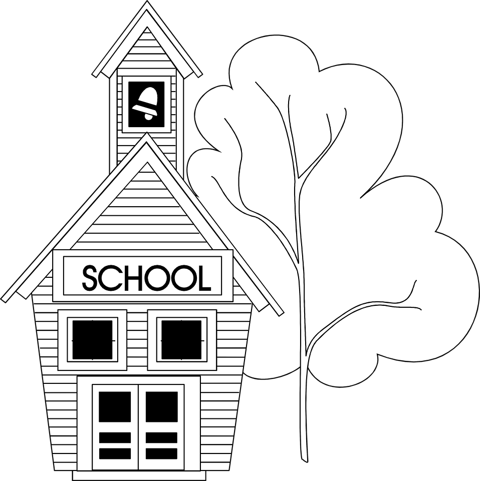 school house clip art black and white