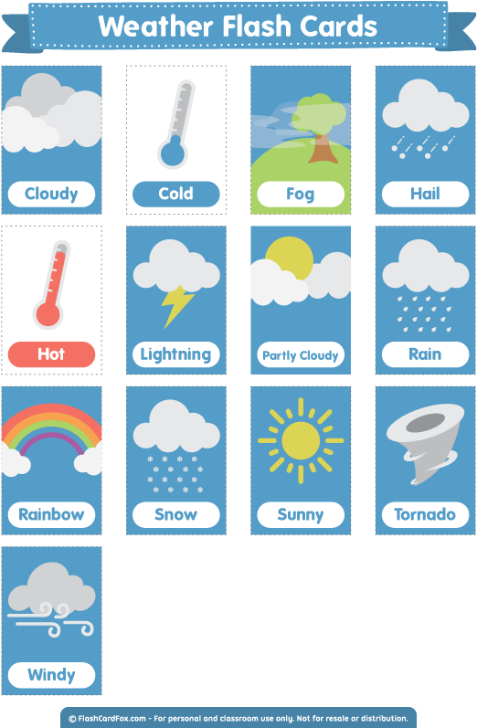 Free Printable Weather Flash Cards - Free Printable Weather Flashcards ...