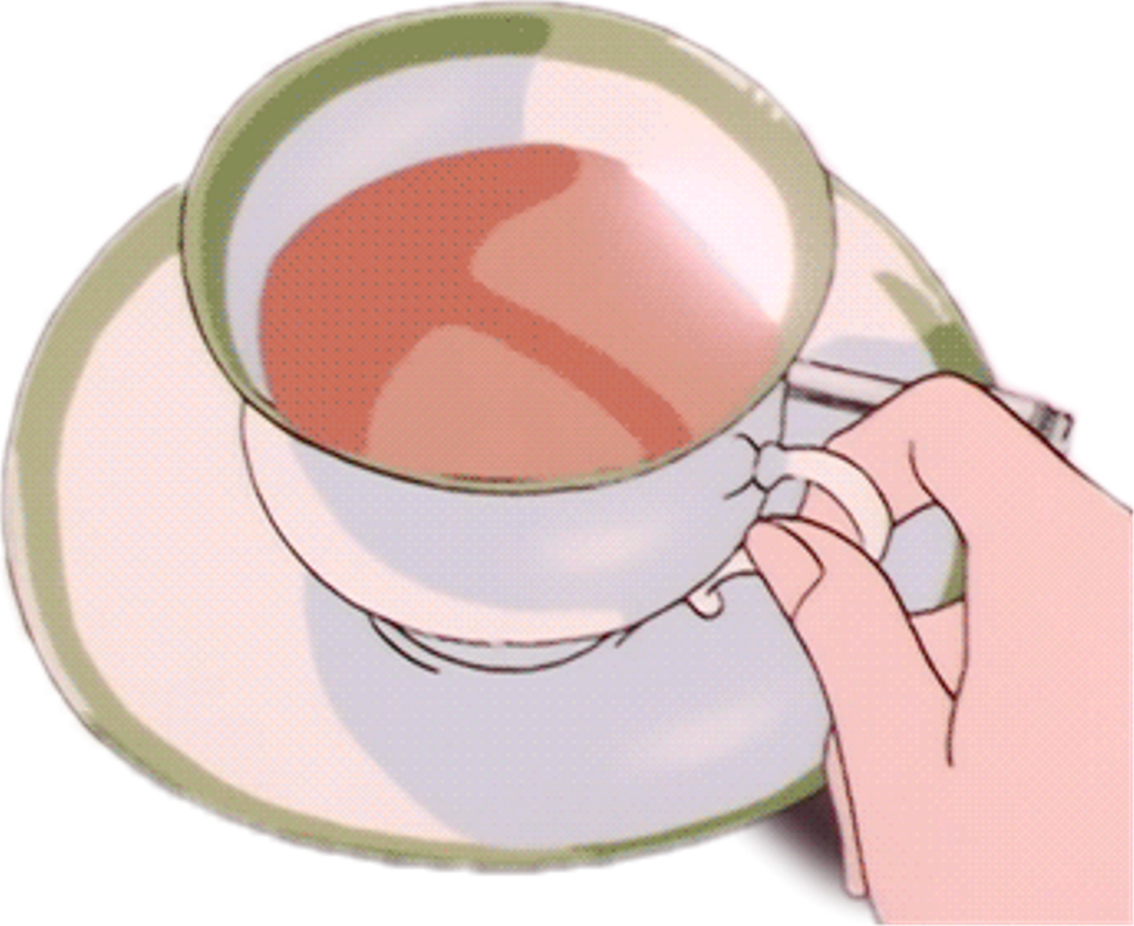 Tea Coffee Anime 90s Vintage Hand Hold Holding Cup - Aesthetic