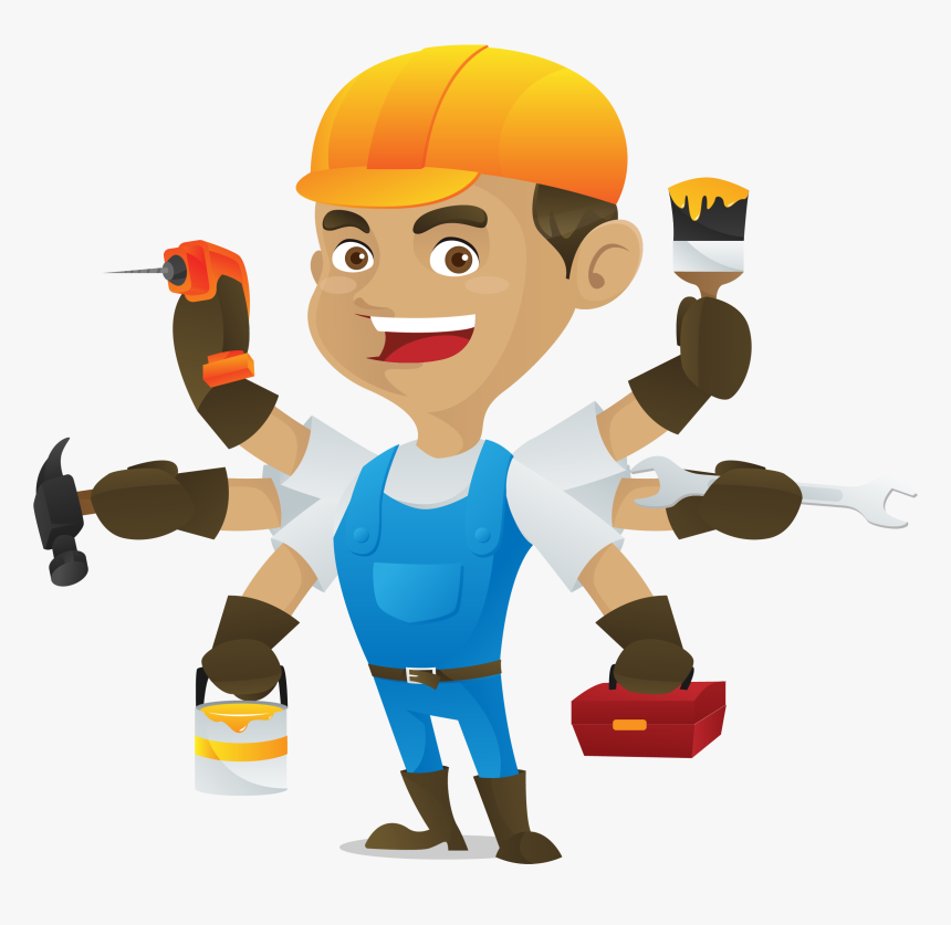 Transparent Handyman Clipart Png - Handyman Holding Multiple Tools, Png Download, Free Download