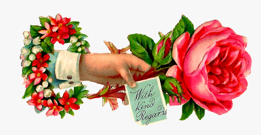 Pink Rose Clipart Vintage Hand - Thanks With Rose Flowers, HD Png Download, Free Download