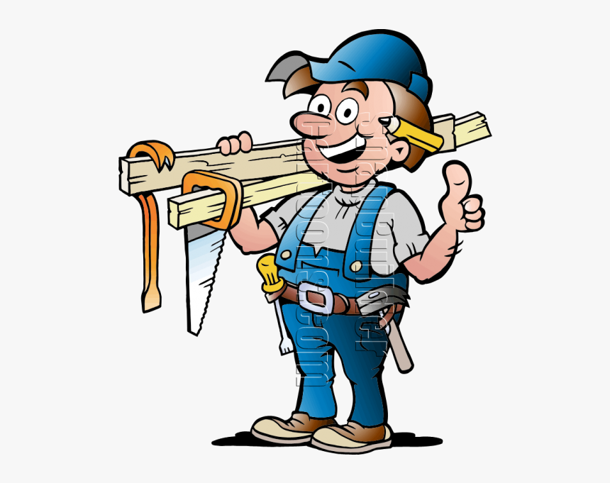 Handyman With Carpentry Tools - Carpenter Cartoons, HD Png Download, Free Download