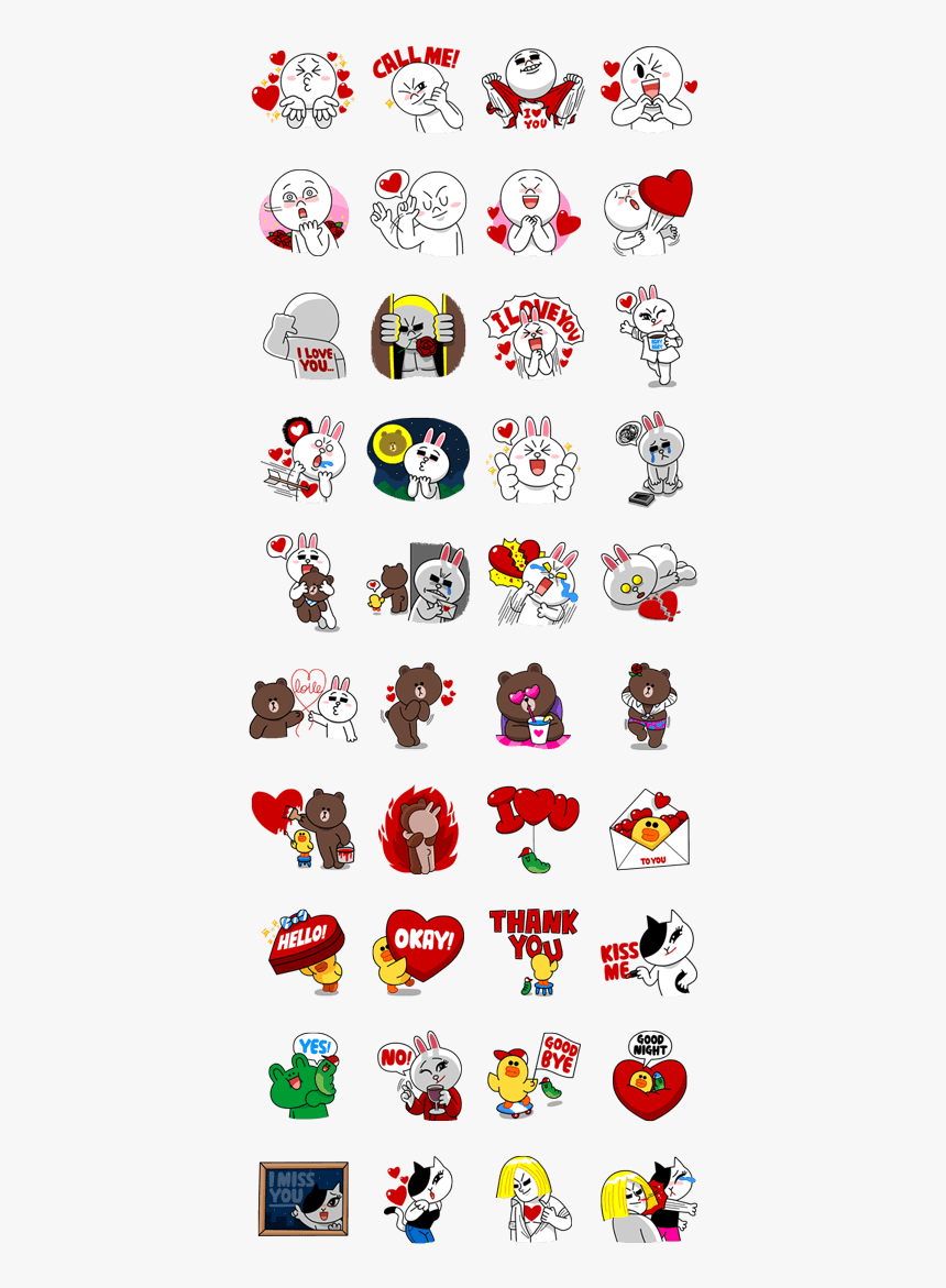 Line Characters In Love Stickers, HD Png Download, Free Download