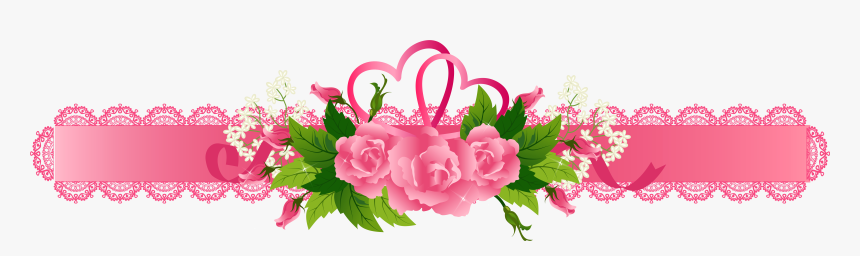 Clipart Rose Banner - Pink Flower Borders Png, Transparent Png, Free Download