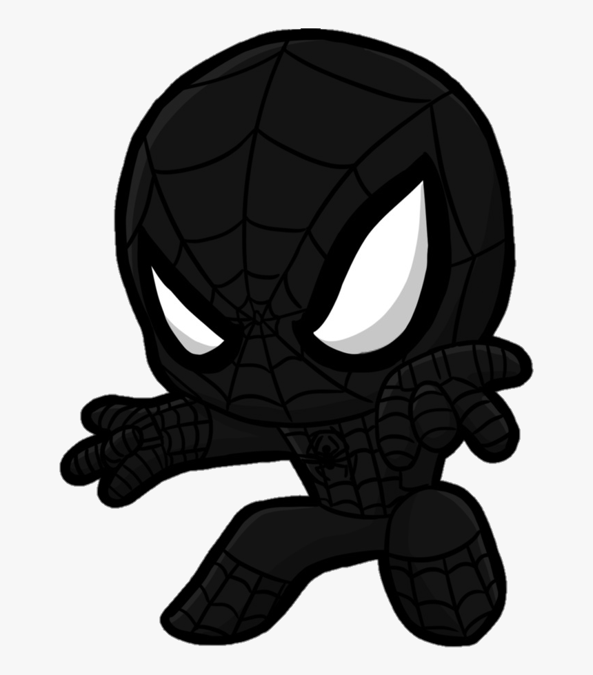 #spiderman Black Chibi Png - Chibi Marvel Cartoon Characters, Transparent Png, Free Download