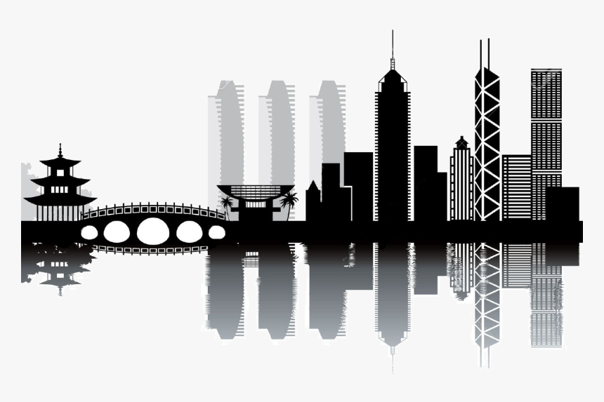 Hong Kong Skyline Silhouette - Hong Kong City Skyline Silhouette, HD Png Download, Free Download