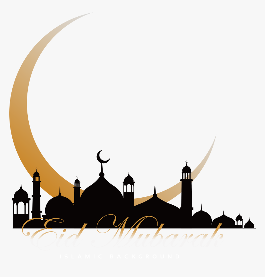 Quran Mosque Ramadan Moon Crescent Church Islam Clipart - Eid Mubarak Moon Png, Transparent Png, Free Download