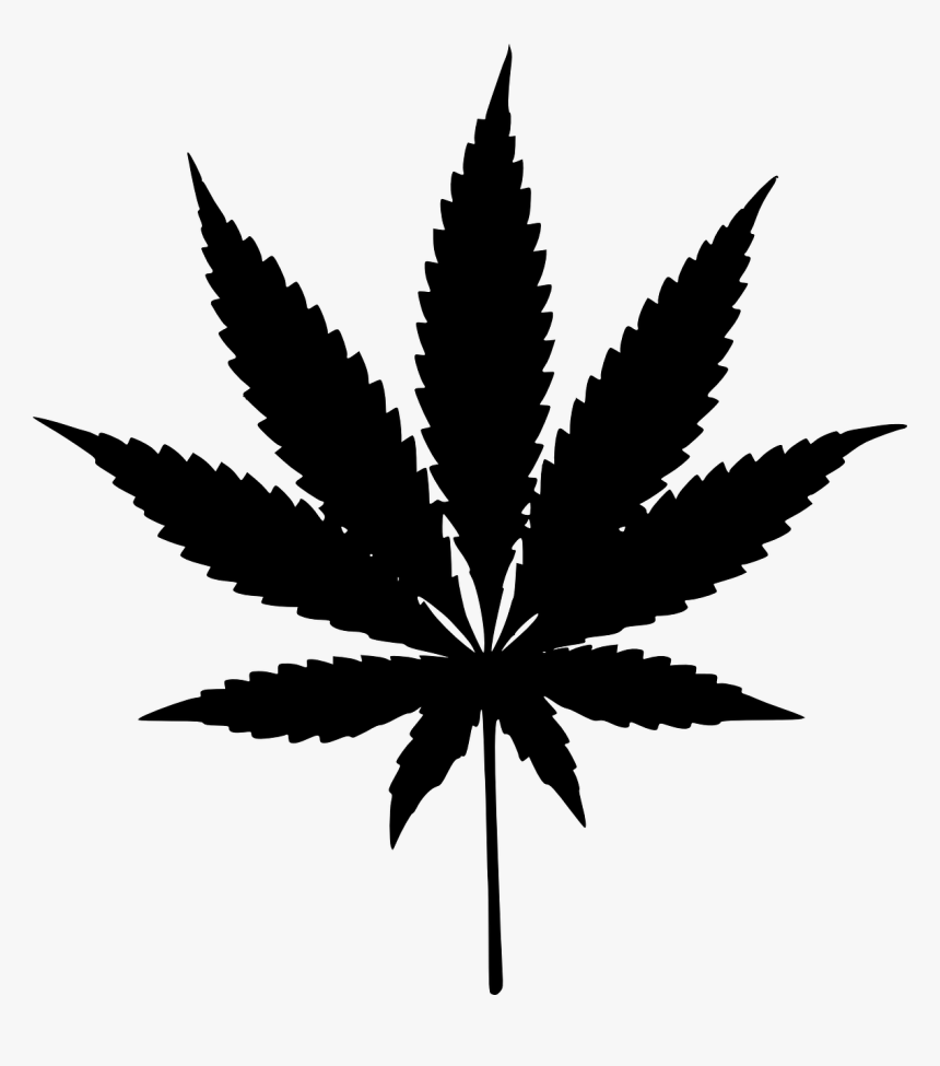 Leaf, Hemp, Cannabis, Silhouette, Black - Marijuana Leaf Clipart, HD Png Download, Free Download