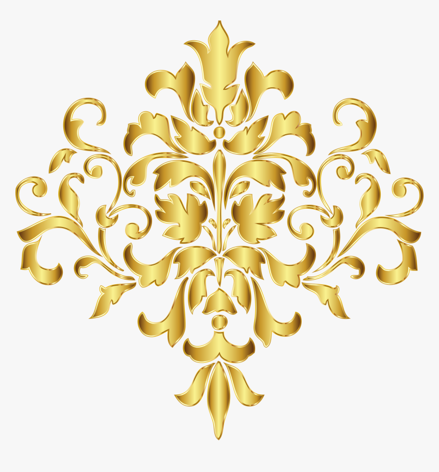 Damask Clip Art - Gold Design Transparent Background, HD Png Download, Free Download
