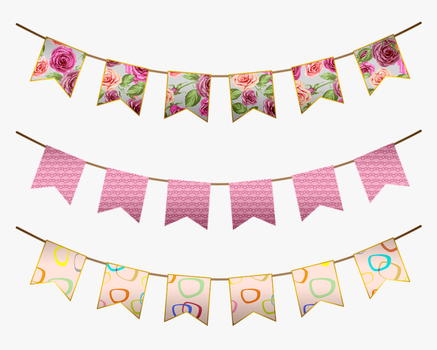 Bunting, Banner, Retro, Vintage, Pink, Decoration - Cờ Đuôi Nheo Png, Transparent Png, Free Download