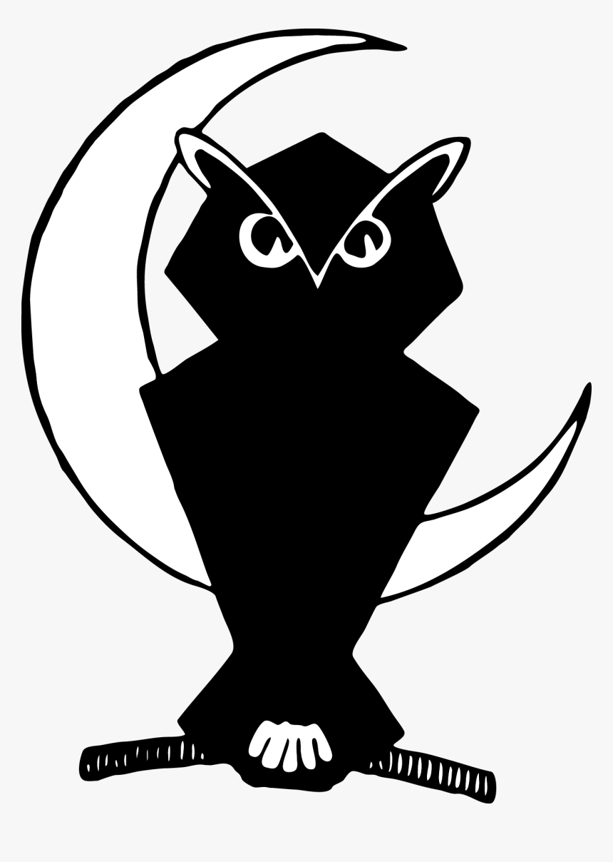 Beak Owl Silhouette Line Art Clip Art - Transparent Owl And Moon, HD Png Download, Free Download