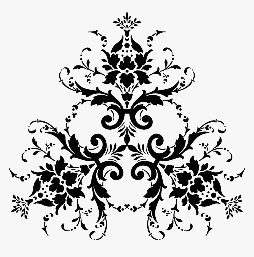 Damask Floral Flower Free Picture - Black White Damask Background, HD Png Download, Free Download