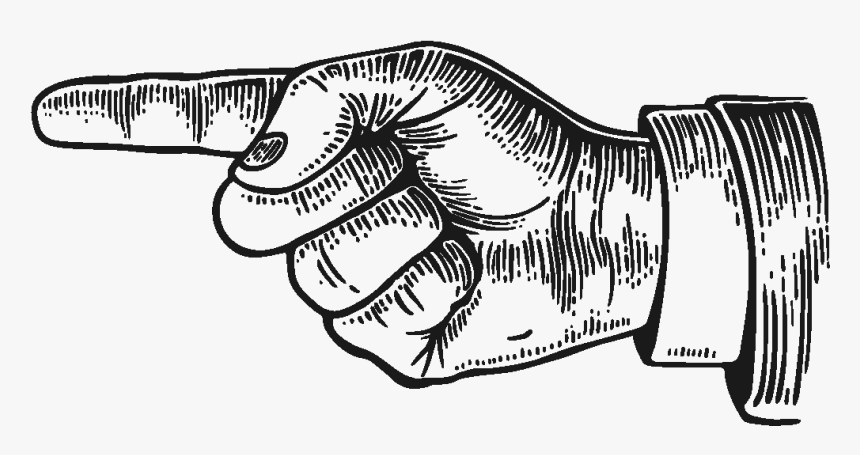 Vintage Engraved Illustration Of Finger Pointing - Pointing Finger Sign, HD Png Download, Free Download