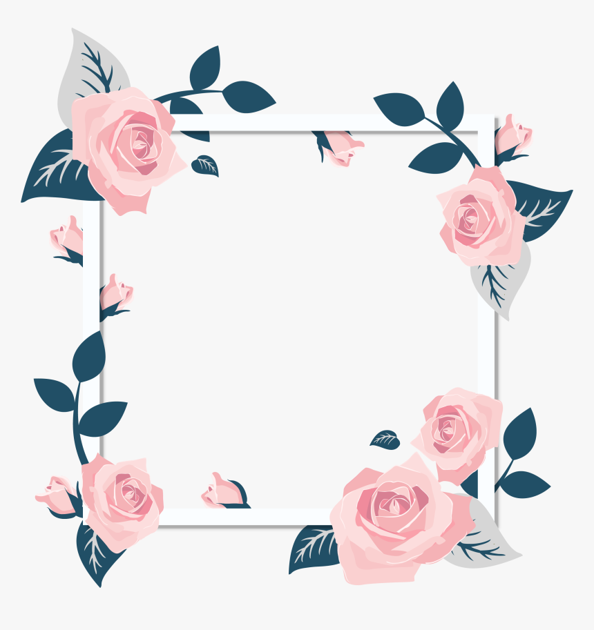 Rose Frame Png - Flower Wedding Invitation Png, Transparent Png, Free Download