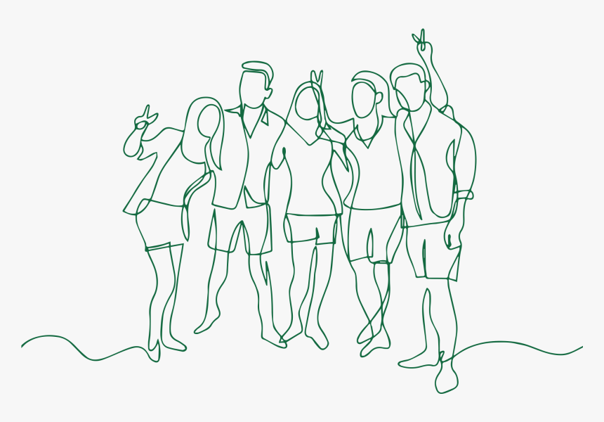 Young People - Continuous Line Drawing Friends, HD Png Download, Free Download