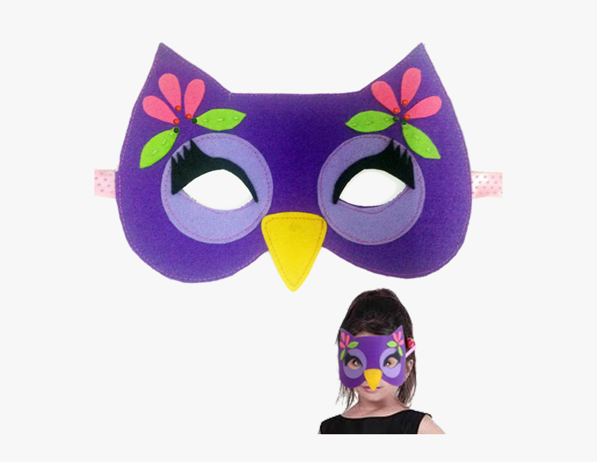 Felt Handmade Party Owl Face Mask For Girl - Owl Cartoon Face Mask, HD Png Download, Free Download