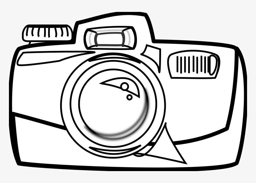 Rg 1 24 Cartoon Camera Black White Line Art - Camera Clipart Black And White, HD Png Download, Free Download
