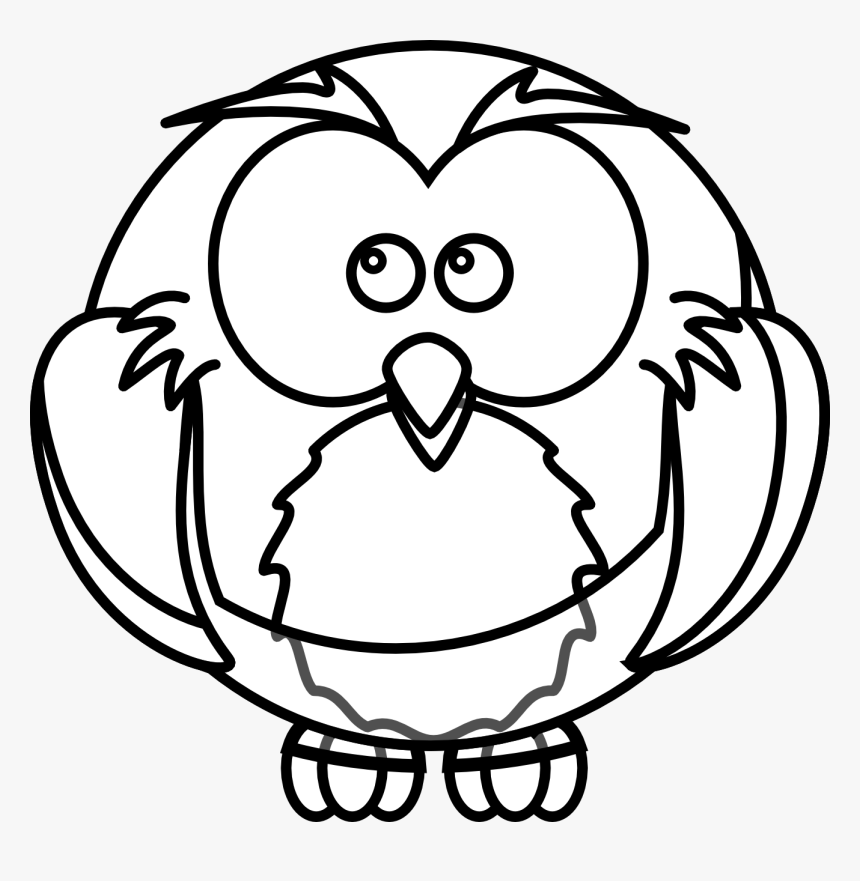 Owls Clipart Black And White Owl - Cartoon Bird Colouring Pages, HD Png Download, Free Download