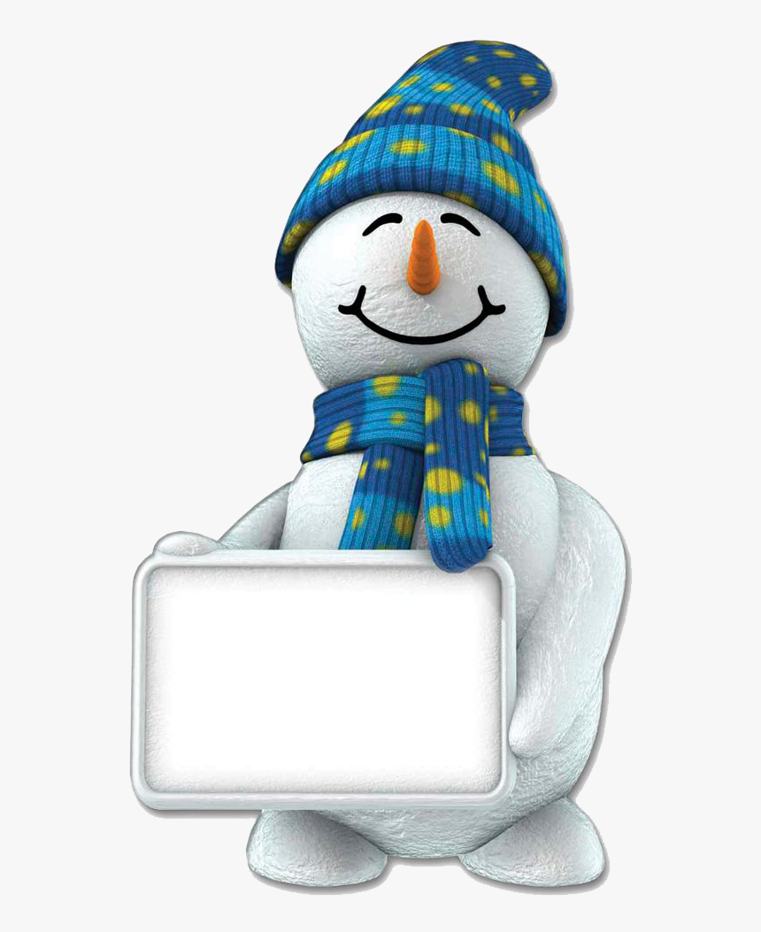 Snowman - Snow Man With Sign, HD Png Download, Free Download