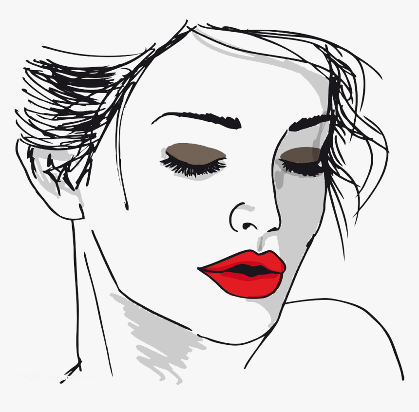 Vector Black And White Library Face Woman Sketch Sexy - Sketch Of A Woman Face, HD Png Download, Free Download