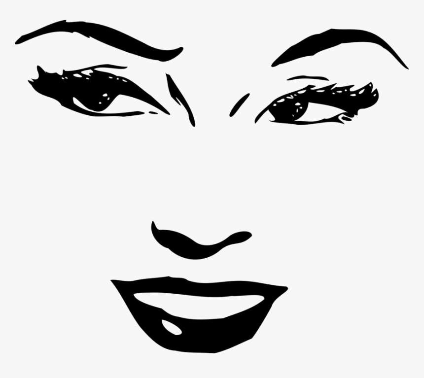 Line Art,head,eye - Female Face Clip Art, HD Png Download, Free Download