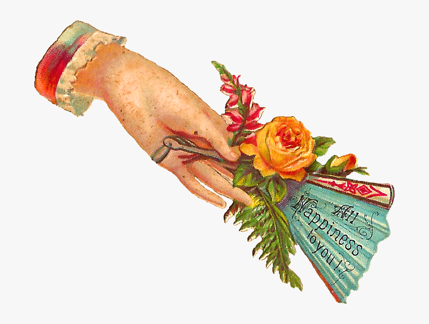 I Love Victorian Hand Whimsies They"re So Pretty, Especially - Victorian Flowers With Fan Clipart, HD Png Download, Free Download
