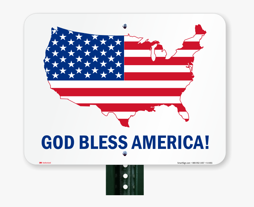 God Bless America Patriotic Signs - American Flag Map, HD Png Download, Free Download