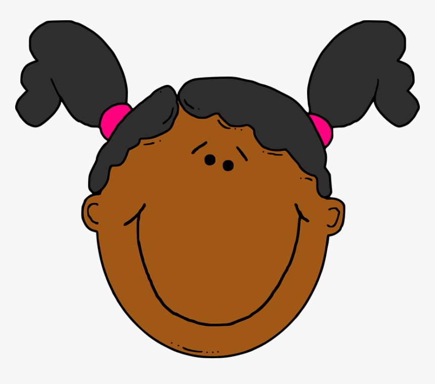 Girl, Face, Head, Ponytail, Pigtails, Smile, Happy - Cartoon Black Girl With Pigtails, HD Png Download, Free Download