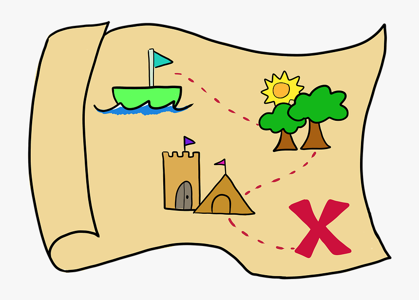 Map, Paper, Directions, X Marks The Spot, Park, Castle - X Marks The Spot Map, HD Png Download, Free Download