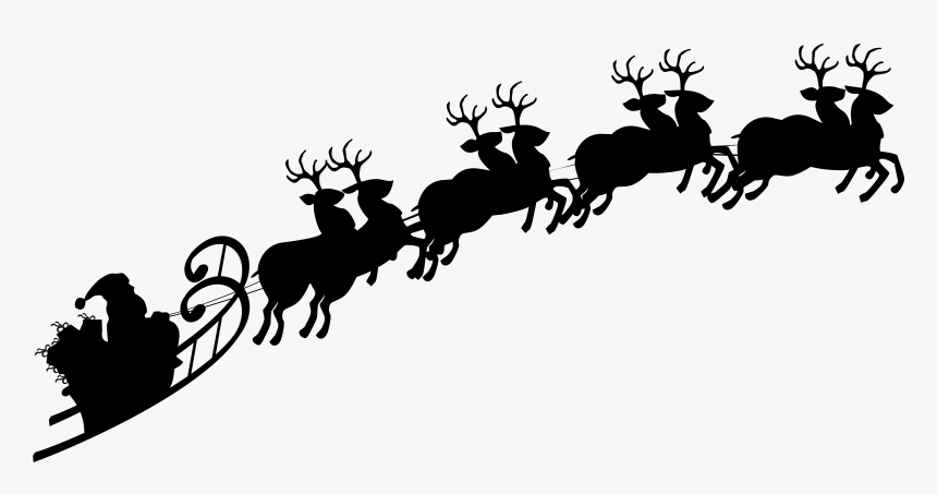 Reindeer Santa Claus Silhouette Sled Clip Art - Santa Sleigh Transparent Background, HD Png Download, Free Download