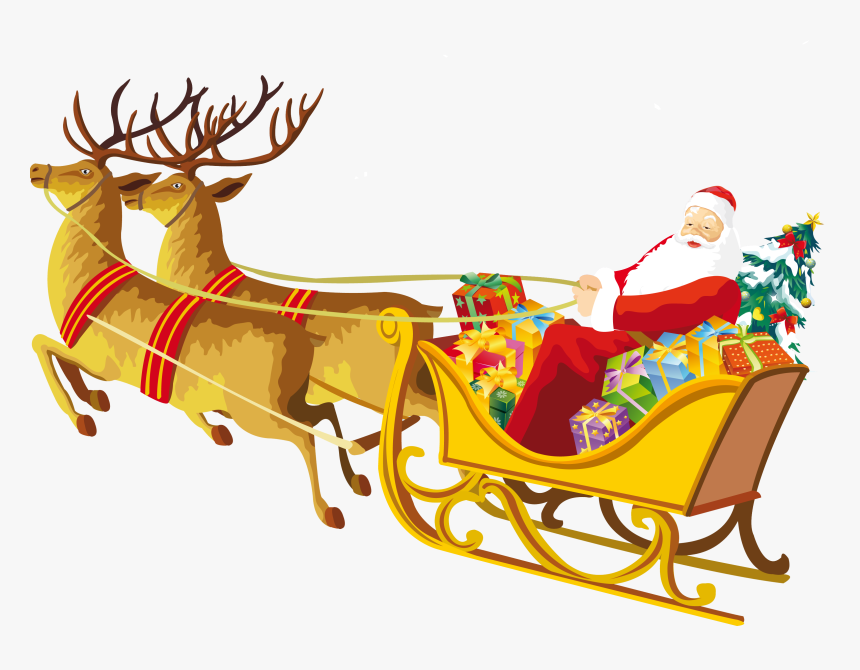 Santa Sleigh Png - Merry Christmas With Santa Claus, Transparent Png, Free Download