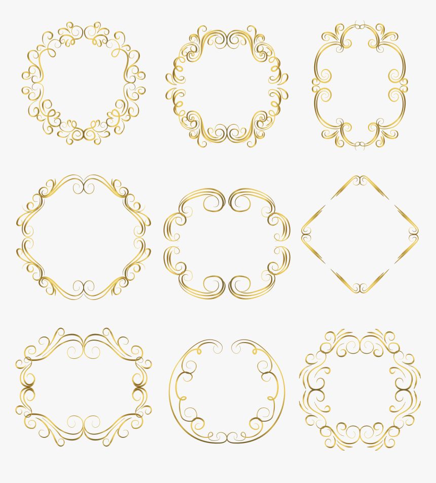 European American Style Golden Border Element Vector - Circle, HD Png Download, Free Download