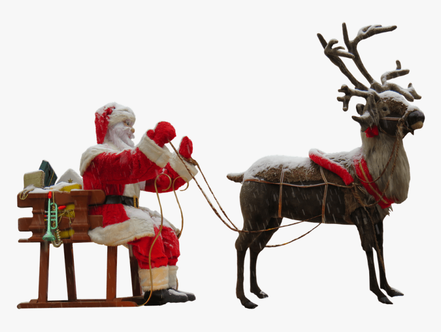 Santa Claus And Reindeer - Santa Claus Deer Png, Transparent Png, Free Download