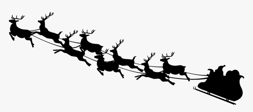 Santa Claus Reindeer Christmas Wallpaper - Transparent Santa And Sleigh Silhouette, HD Png Download, Free Download