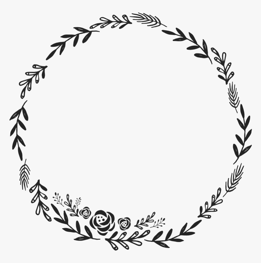 Floral Wreath Rubber Stamp Border Circular Stamps - Flower Circle Border Black And White, HD Png Download, Free Download