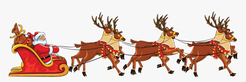 Reindeer Sleigh Png - Santa And His Sleigh On Transparent Background, Png Download, Free Download
