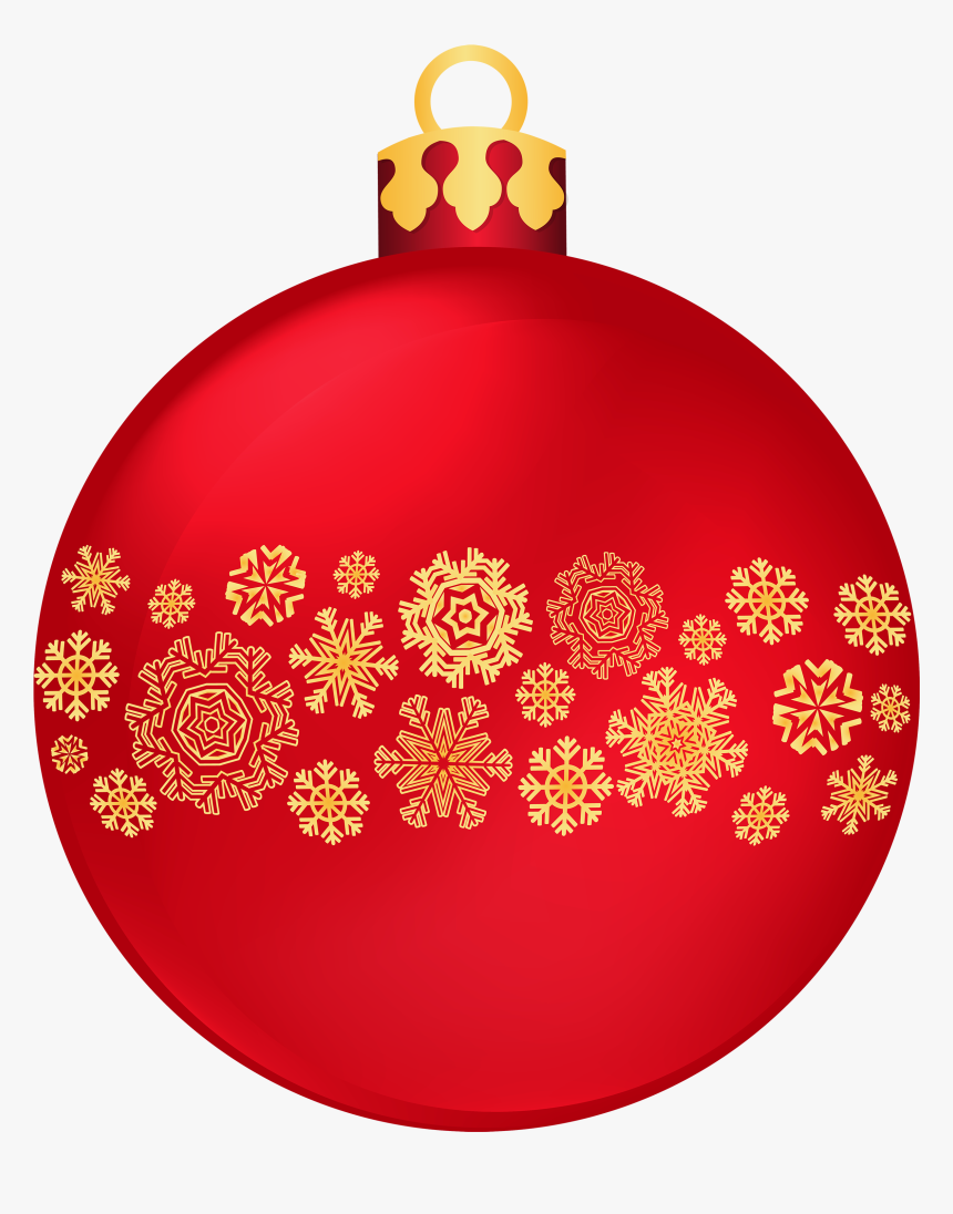 Red Christmas Ball With Snowflakes Png Clipart - Christmas Ball Clipart, Transparent Png, Free Download