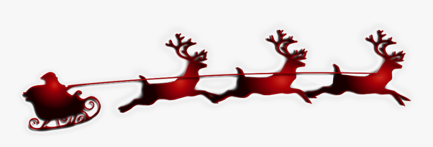 Santa Flying With Reindeers Transparent Background - Free Reindeer And Sleigh Silhouette, HD Png Download, Free Download