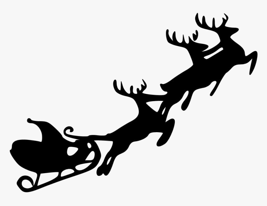 Transparent Reindeer Silhouette Png - Santa Sleigh Silhouette Png, Png Download, Free Download