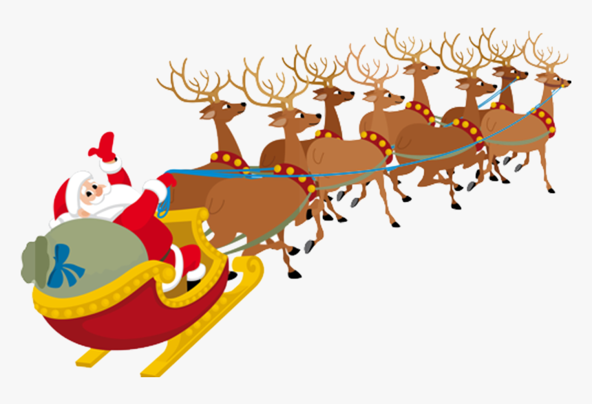 Picture Transparent Santa Claus Clauss Reindeer - Christmas Pictures Santa Sleigh, HD Png Download, Free Download