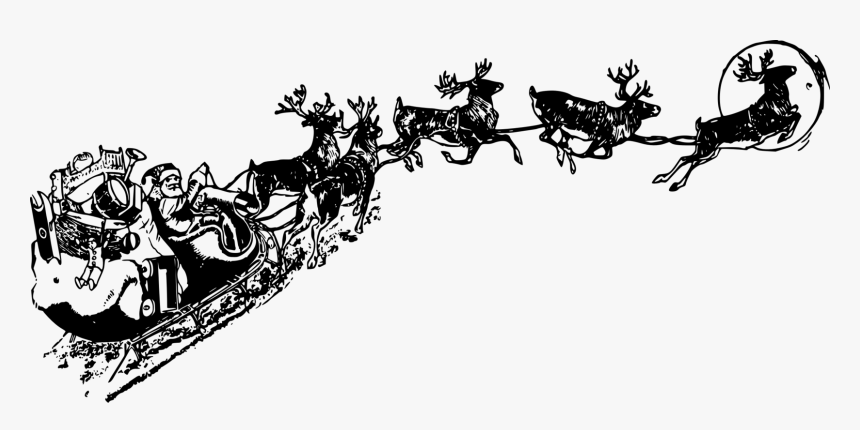 Visual Arts,silhouette,art - Santa Claus Sleigh Transparent, HD Png Download, Free Download