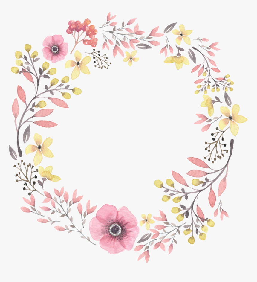 Painted Wreath Hand Watercolor Wreaths Iphone Clipart - Flowers Watercolor Wreath Png, Transparent Png, Free Download