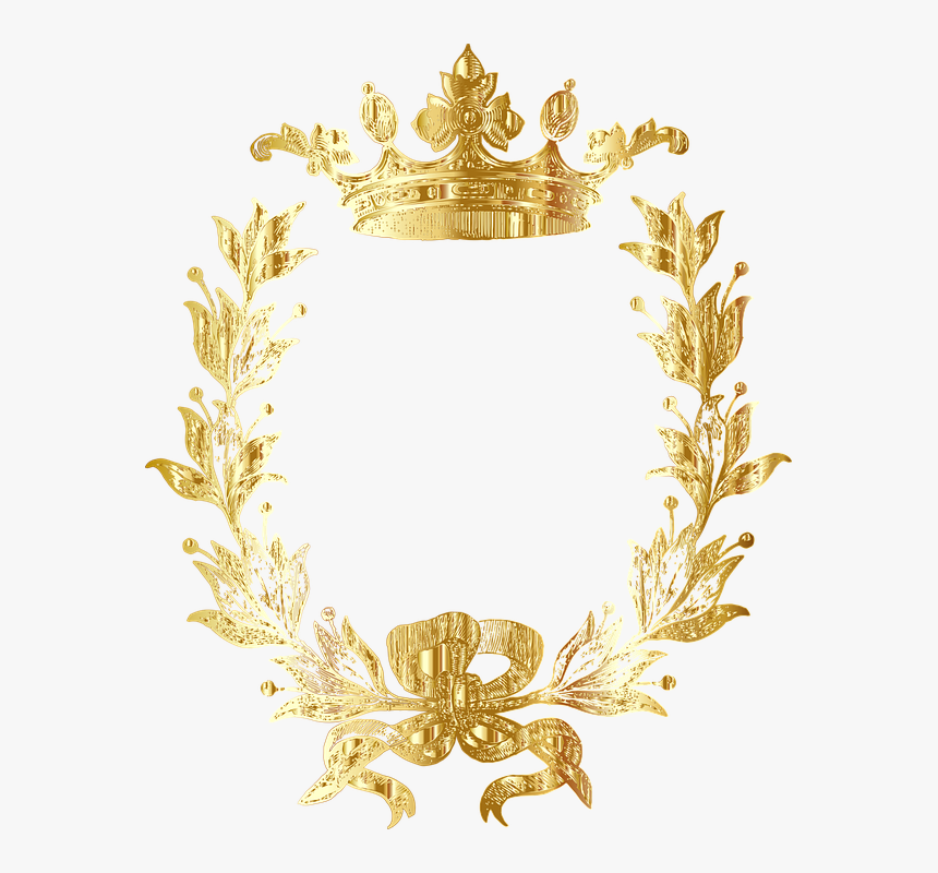 Crown, Laurel, Wreath, Gold, Shiny, Metallic, Royal - Corona De Laurel Blanco Y Negro, HD Png Download, Free Download