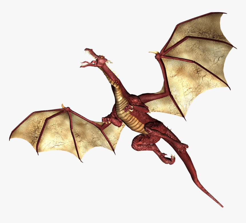 Dragon Red And Brown Wings Flying Up - Flying Dragon Png, Transparent Png, Free Download