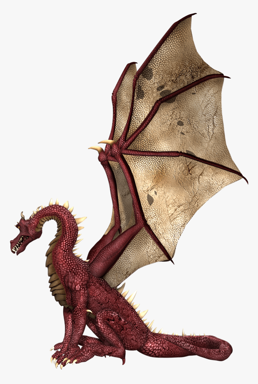 Dragon Red And Brown Wings Sitting, HD Png Download, Free Download
