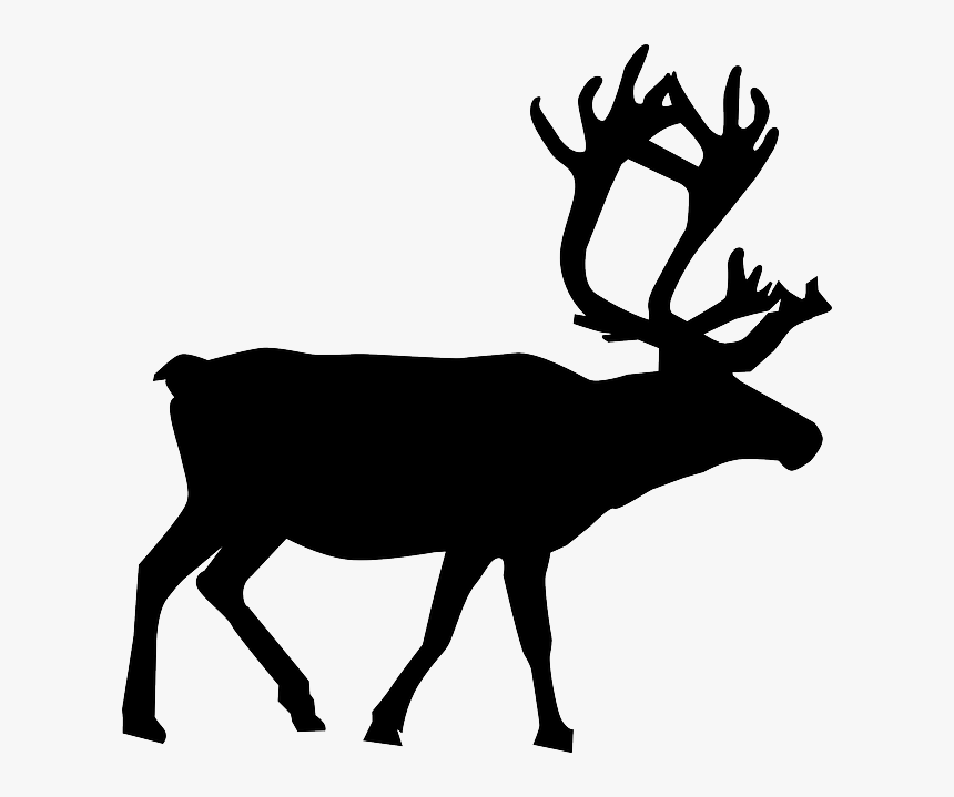 North, Silhouette, Christmas, Reindeer, Santa, Animal - Silhouette Reindeer Clipart, HD Png Download, Free Download