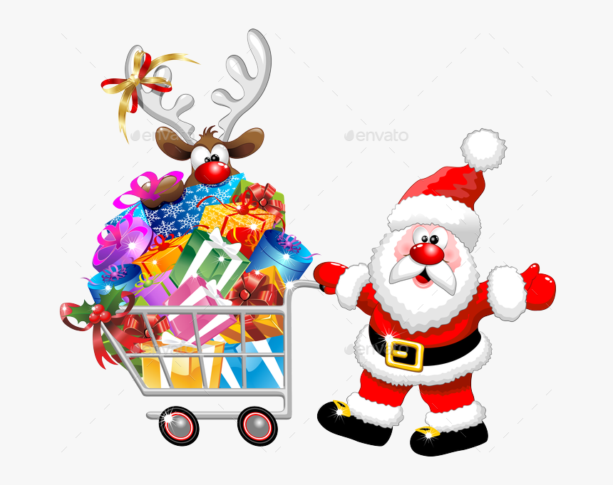 Transparent Cartoon Santa Png - Cartoon Santa And Reindeer, Png Download, Free Download