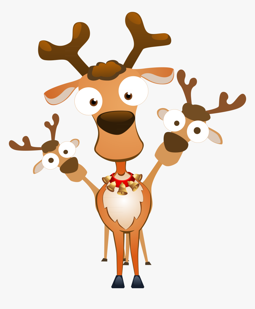 Claus Rudolph Reindeer Santa Christmas Download Hq - Stickers Rennes De Noel, HD Png Download, Free Download